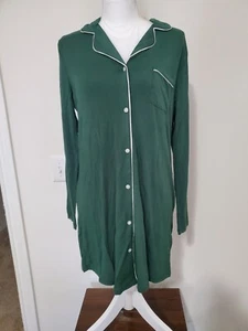 Amazon Essentials Women's Piped Nightshirt Green Small A10 - Picture 1 of 5