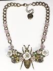 scarce BETSEY JOHNSON Enchanted Garden Queen Bee Moth Insect Flower Necklace