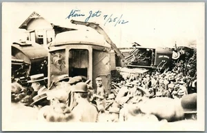TRAIN WRECKAGE STORM 1912 FERROCARRIL ANTIGUA FOTO REAL POSTAL RPPC - Imagen 1 de 2