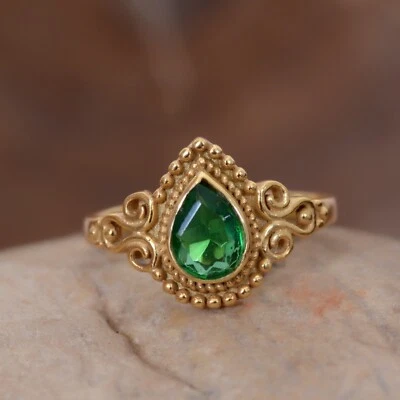 Peridot Ring, 925 Sterling Silver Ring, Green Peridot Silver Ring, Gift for her - Image 1 of 4