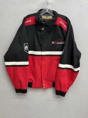 Chaqueta de carreras Dodge Motorsport Nascar de colección cremallera adulto grande L negra y roja Foto 1 de 4