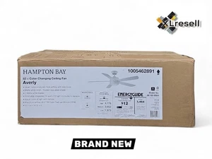 Hampton Bay Averly 52 in. LED Matte White Ceiling Fan with Light +Remote New - Picture 1 of 11