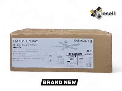 Hampton Bay Averly 52 in. LED Matte White Ceiling Fan with Light +Remote New - Image 1 of 4