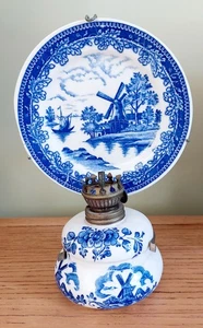 Vintage Delft Pottery Oil Lamp wall - Picture 1 of 3