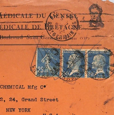 FRANCE Advert Cover MEDICAL GAZETTE Pasteur/Sower 1926 USA TRANSATLANTIC YZ249 - Image 1 of 4