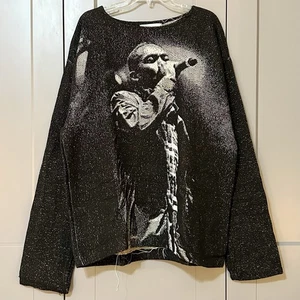 4x1111 Custom RZA Wu Tang Clan Tapestry Crew Frayed Hem Crewneck Black One Size - Picture 1 of 5