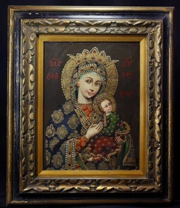 Original oil painting on canvas, 24"x20" Colonial School Madonna & Child Jesus - Picture 1 of 10