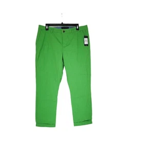 Tommy Hilfiger Pants TH Flex Chino Hampton Cuffed Straight Leg Women Green 12 - Picture 1 of 12