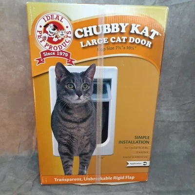Chubby Kat Large Cat Door-Transparent, Unbreakable Flap Size 7 1/2" x 10 1/2" - Image 1 of 4