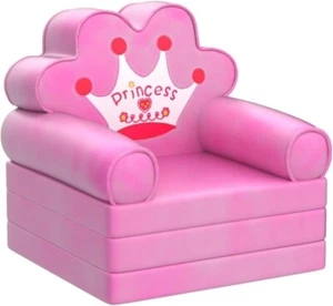Kids Foldable Sofa Bed Princess Chair for Toddlers 1-3 Cartoon Shape Baby Couch - Picture 1 of 6