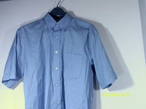 DANIEL CREMIEUX Mens Lt. Blue Cotton/Silk Blend Short Sleeve Shirt size M - Picture 1 of 9