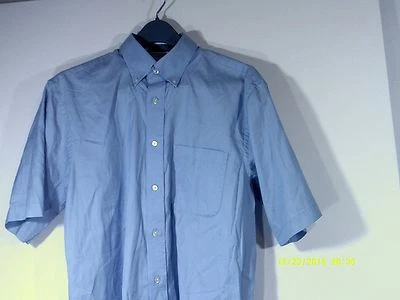 DANIEL CREMIEUX Mens Lt. Blue Cotton/Silk Blend Short Sleeve Shirt size M - Image 1 of 4