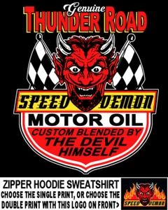 Thunder Road Speed Demon Devil Motor Oil Gasser Rennwagen Zip Hoodie Sweatshirt - Bild 1 von 24