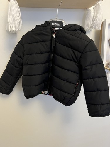 ragazze moschino designer cappotto bomber giacca nero tampone 18 24 designer