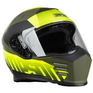 Simpson Venom Bandit Army Matt Black Flu Yellow Motorcycle Helmet Small 55/56cm - Picture 1 of 5