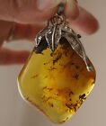 Genuine baltic amber Pendant silver 925 carvings Old and UNIT handmade