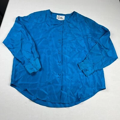 Lilly Pulitzer Womens Vintage Button Silk Blouse Blue Long Sleeve Drapey Top M - Image 1 of 4