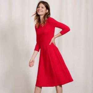 Boden Kleid Größe 6 lang rot Curve and Flare strukturiert gesteppt A-Linie Fit & Flare - Bild 1 von 11