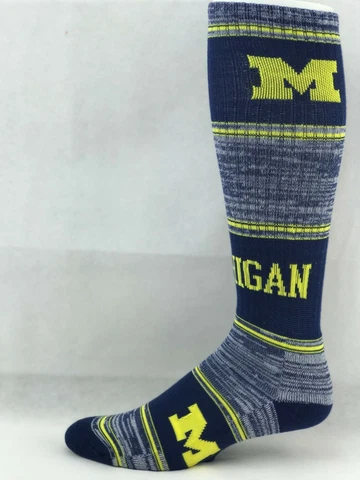 Michigan Wolverines Striped Knee High Crew Socks Cover