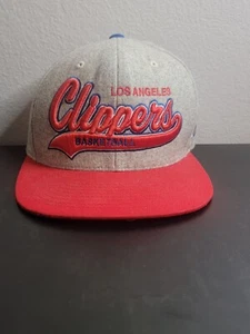 Mitchell & Ness Los Angeles Clippers Hat Mens Grey Red Wool Blend Leather NBA - Picture 1 of 7