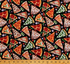 Cotton Pizza Slices Pizza Toppings Favorite Foods Fabric Print by Yard D575.99 - Picture 1 of 1