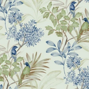 Handpainted SongBirds In Branches Blue, Green And Brown Wallpaper TL1928 York - Picture 1 of 5