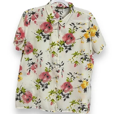 Blusa para mujer Laura Scott con botones 16 multicolor estampado floral top ligero Foto 1 de 4