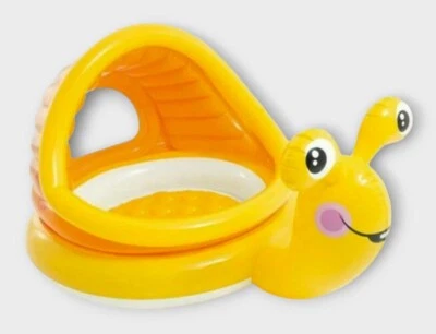 INTEX LAZY SNAIL BABY POOL w SHADE INFLATABLE KIDS POOL SOFT OUTDOOR POOL NEW - Image 1 of 4