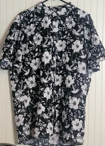 Shein Hawaiian Style Black & White Short Sleeve Button Down Shirt Size XXL - Picture 1 of 8