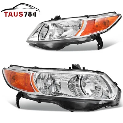 Left + Right Headlights Assembly For 2006-2011 Honda Civic Coupe 2Dr Coupe 06-11 - Image 1 of 4