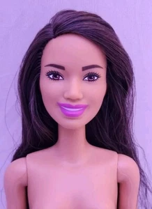New Nude Mattel Barbie Doll Fashionistas Big Smile Brown Black Hair - Picture 1 of 4