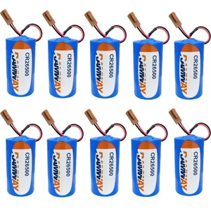 New 10PCS CR26500 3.0V 5400mAh Non-rechargeable Li-ion Battery with Brown Plug - Picture 1 of 3