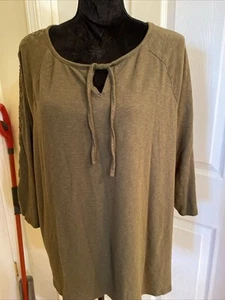 #372 Talbots 3X brauner Pullover 3/4 Ärmel geschnürt Schultern und Rücken Freizeit gebraucht, in einwandfreiem Zustand - Bild 1 von 3