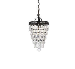 Elegant Lighting LD714D9 Reese 9"W Crystal Mini Pendant - Black - Picture 1 of 12