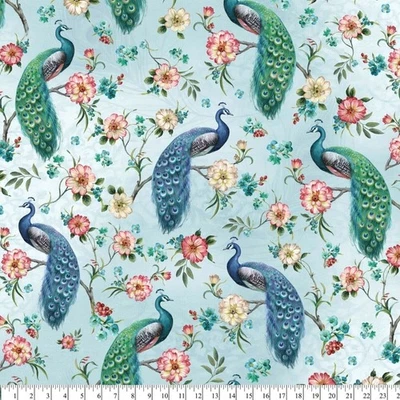 Peacock Arbor Sewing Fabric Pre-cut Cotton 1 Yard X 44 Inch Quilt Craft NEW - Image 1 of 3