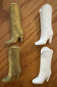 Vintage Barbie 80er Superstar Fashionista Cowboystiefel weiß & gold Western - Bild 1 von 10