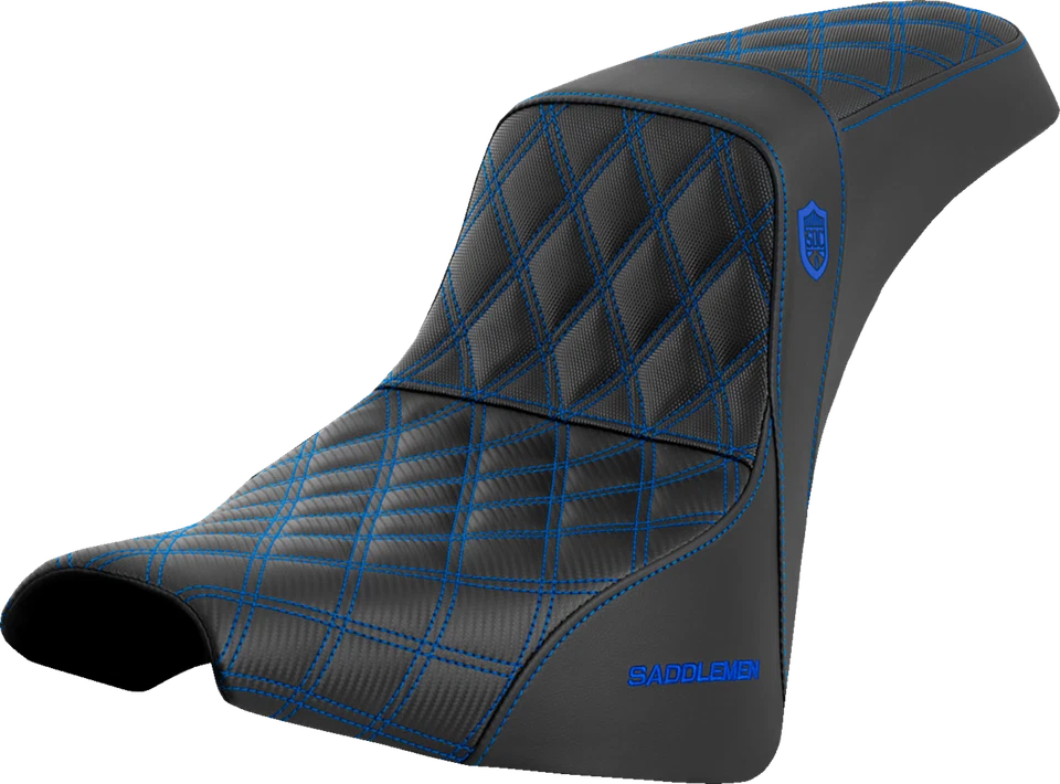 Saddlemen SDC Pro 系列蓝色格子凝胶座椅适用于 2018 - 2024 Harley Softail FXBB — 第 1/1 张图片