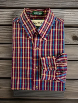 John Weitz 男式衬衫中号长袖多色单针剪裁 — 第 1/4 张图片