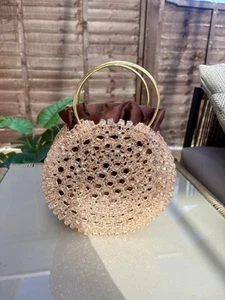 Luxury Handmade Beaded Crystal Gold Evening Bag - Picture 1 of 6