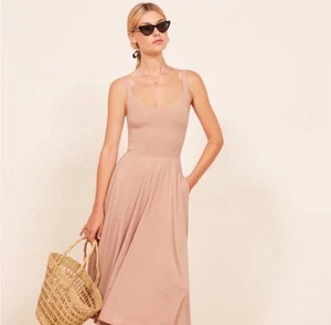 Reformation Rue Knit Blush Pink Midi Dress Size Large.  - Picture 1 of 6