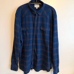 Lucky Brand Saturday Stretch Mens XXL Blue Flannel Snap Closure Casual Layers - Picture 1 of 15
