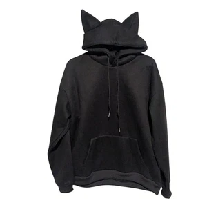 Sudadera con capucha negra orejas de gato para adultos talla XXL - Imagen 1 de 5