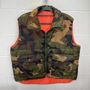 VINTAGE Winchester Vest Mens L Camo Reversible Hunting Outdoor Puffer Full Zip - Picture 1 of 24
