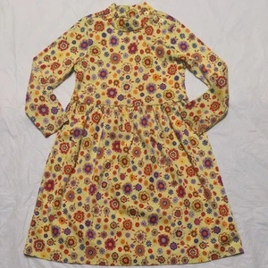 Vestido Hanna Andersson Amarillo Estampado Floral Retro Manga Larga Talla 120/6-7 - Imagen 1 de 5