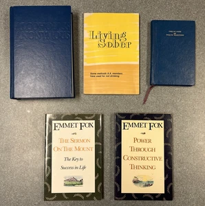 5 Alcoholic Anonymous Books, 12 Steps, Living Sober, Emmet Fox Sermon on Mount - Picture 1 of 21