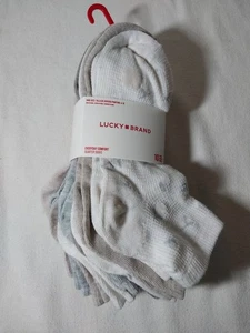 Lucky Brand 10 Pair Quarter Socks Women Shoe Sz 4-10 Gray, White, Beige Neutrals - Picture 1 of 8