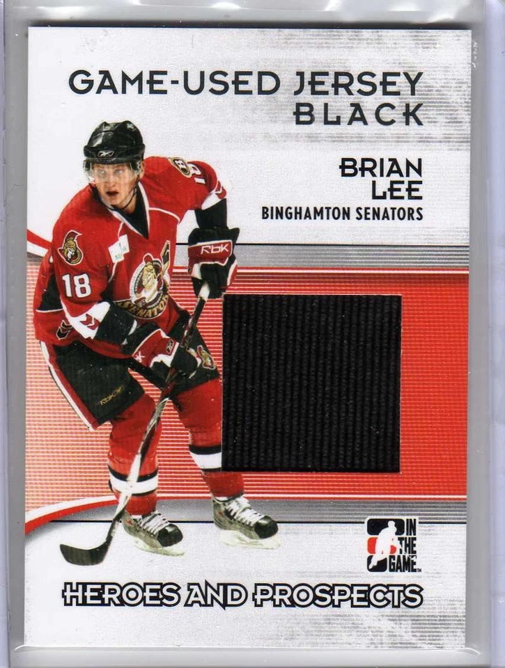 BRIAN LEE 09/10 ITG Heroes Prospects Jersey Rookie M-03 Game-Used Hockey Card - Image 1 of 1