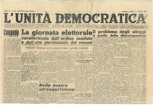 L’Unità Democratica 3 giugno 1946  Giornali della Repubblica   - Picture 1 of 1