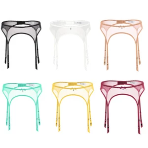 Ladies Sexy Mesh Lace Embroidered Anti Slip Rear Breasted Women's Garter Belt Bh - Picture 1 of 21