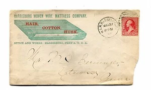 Vintage Advertising Envelope HARRISBURG WOVEN WIRE MATTRESS CO 1891 - Picture 1 of 2